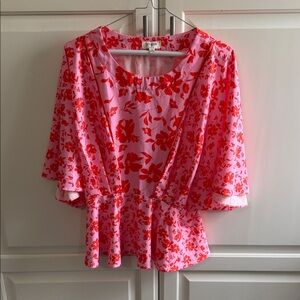 Umgee Pink and Red Floral Blouse